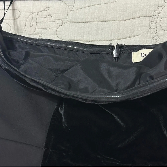 NWOT Du Paradis Geneva Mixed Media Strapless Midi Dress S Black Velvet Crepe - Picture 10 of 11